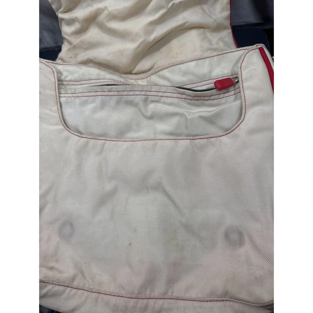The North Face Messenger Bag Cream Red Ballistic Nylon Crossbody Flap Small